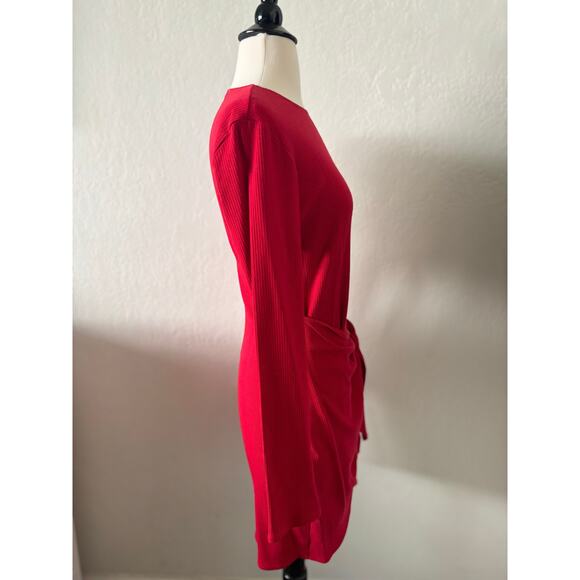 Reformation Red Callie Wrap Long Sleeve Dress Size XL - Picture 6 of 10